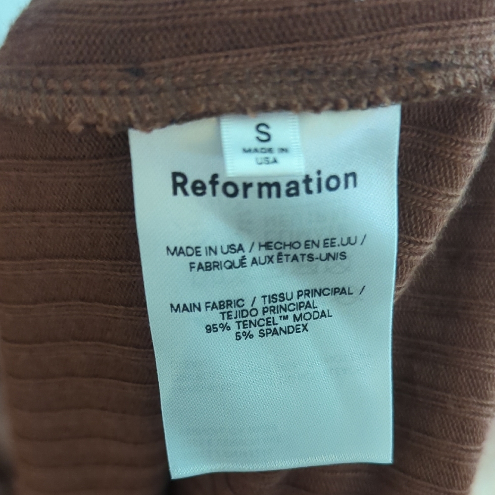 Reformation Brown V-Neck Sheath Midi Dress - Picture 5 of 5